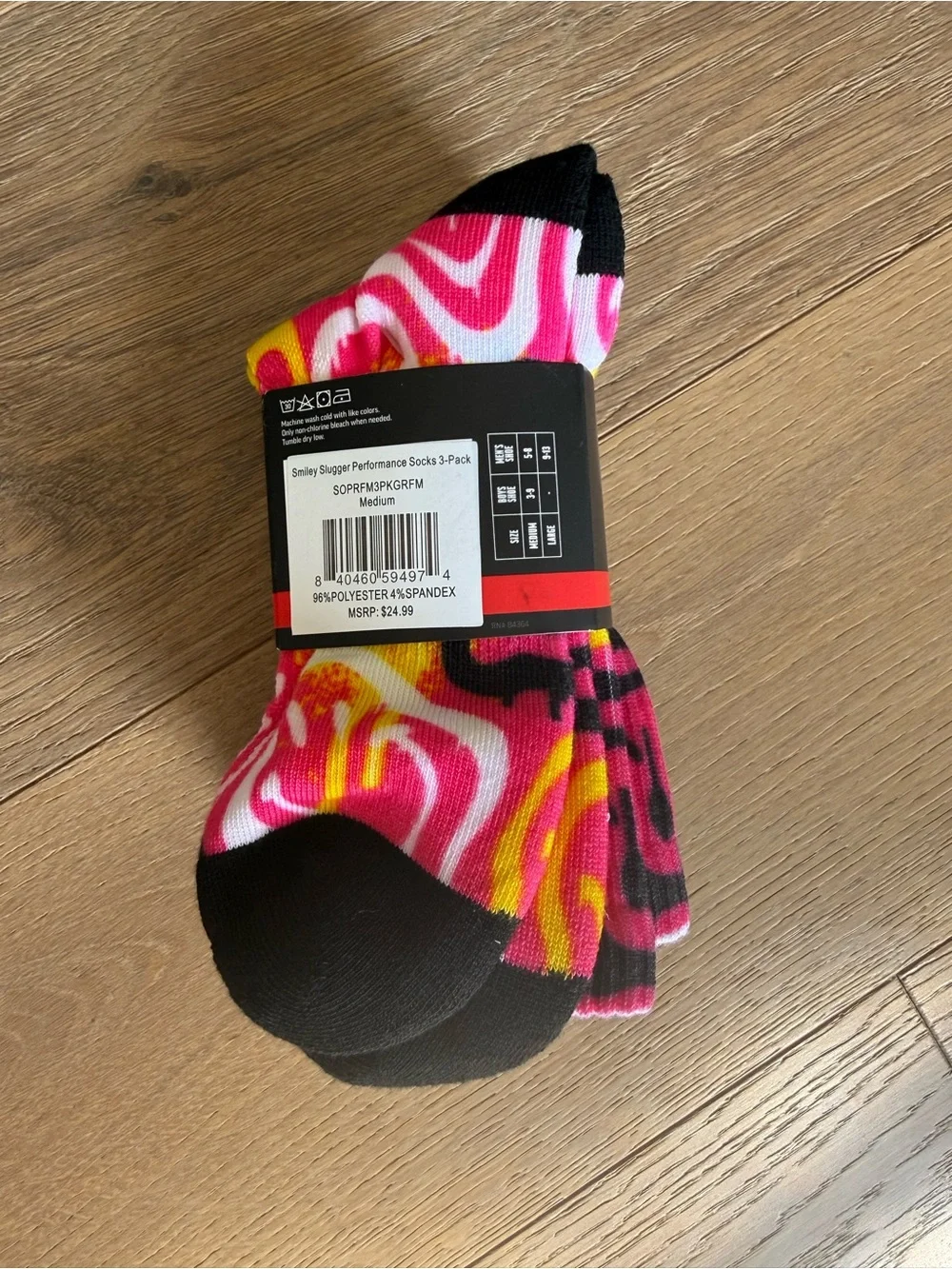 Baseball Lifestyle 101 - Smiley Slugger Performance Socks - 3 pack - NWT